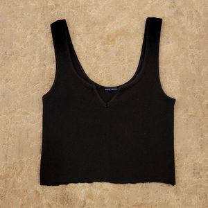 BRANDY MELVILLE BLACK RIBBED CROP TOP TANK TOP